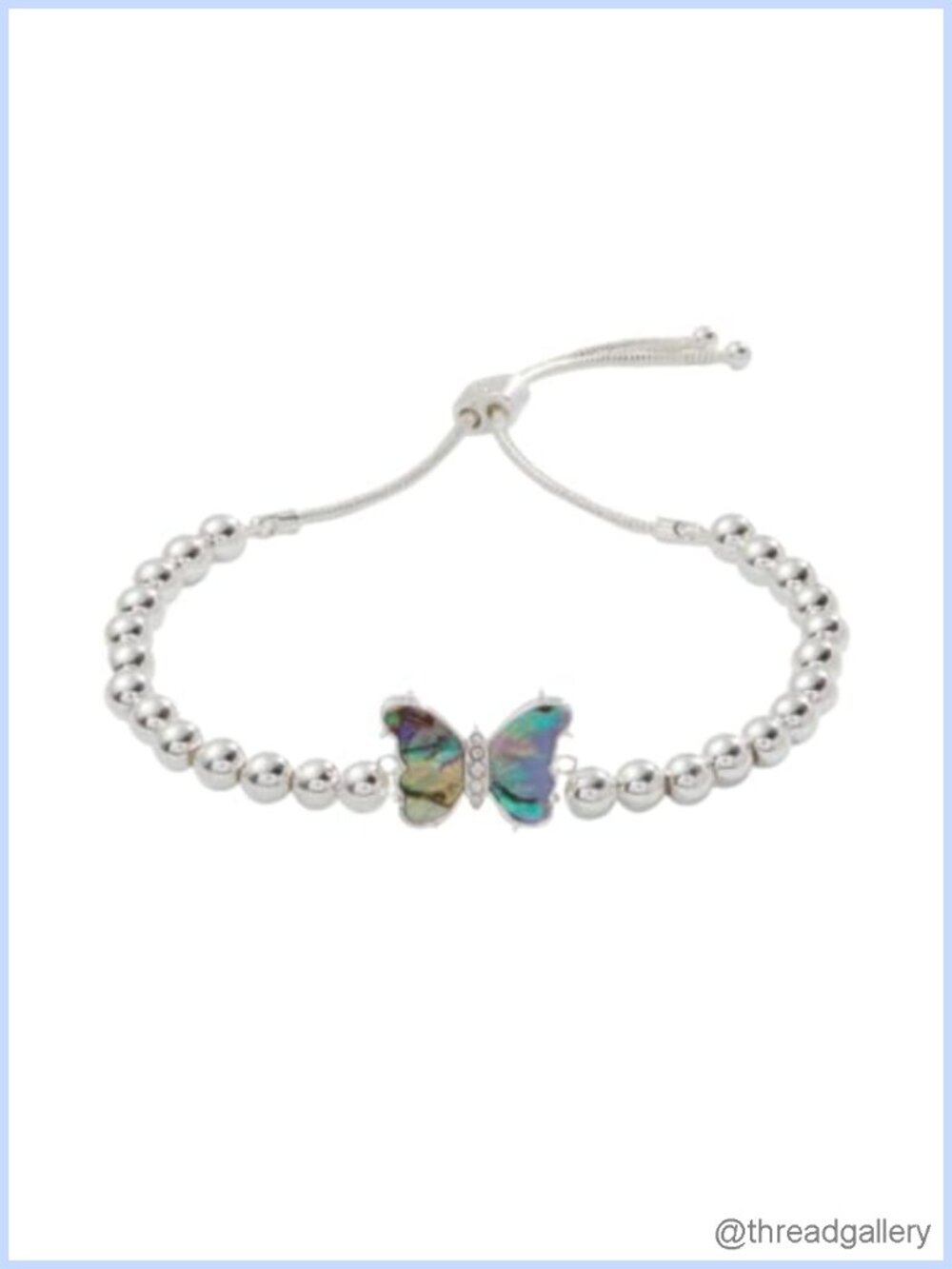 Expandable Butterfly Crystal Bracelet Nickel-Free Silver